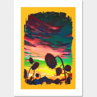 Sunflower Sunset Original Painting Posters and Art